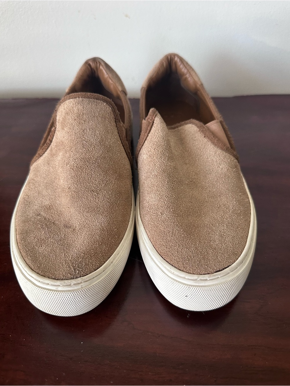 UGG Men's Slip-On Suede Loafers in Light Brown with Leather Sole